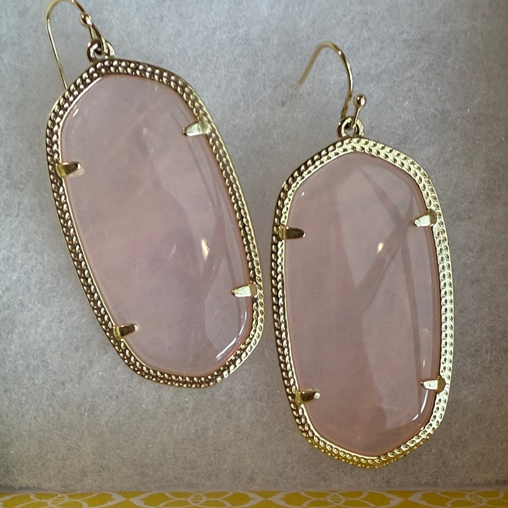 Kendra Scott Danielle Drop Earrings - Gold with Rose Quartz  (large size)